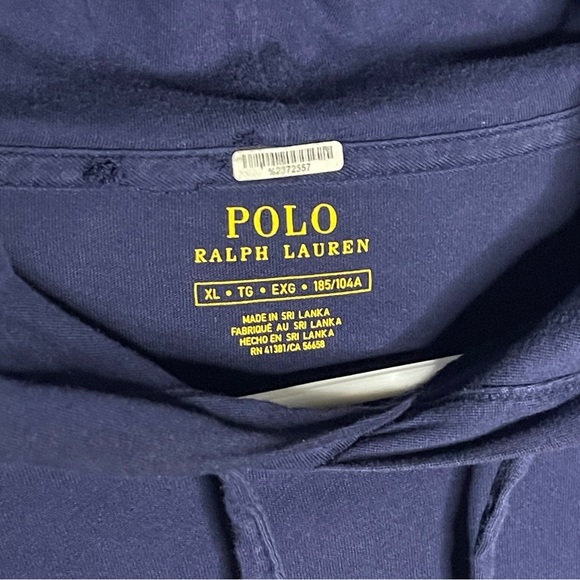 Polo Ralph Lauren Hoodie Lightweight 100% Cotton Size XL Pullover Tshirt Blue - Picture 2 of 6